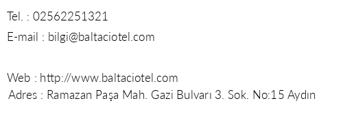 Otel Baltac telefon numaralar, faks, e-mail, posta adresi ve iletiim bilgileri